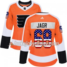 Dámské Hokejový Dres Philadelphia Flyers Jaromir Jagr 68 2017-2018 USA Flag Fashion Oranžová Adidas Authentic